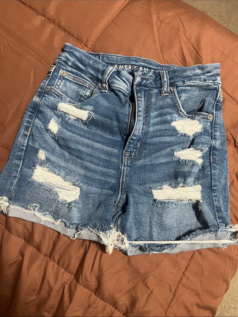American Eagle Outfitters Ripped Blue Denim Jean Shorts